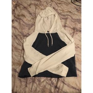 Blue and white cropped hoodie